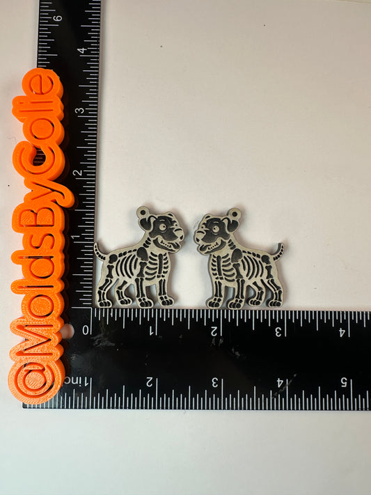 Puppy Skeleton Dangle Earrings
