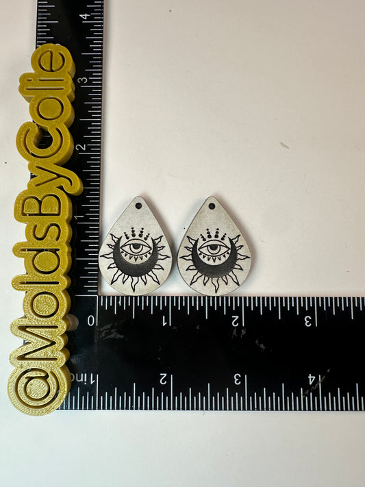 Eye / Crescent Moon Dangle Earrings